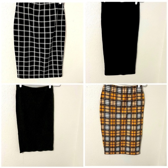 Forever 21 & SHEIN Bundle of (4) Women’ Large Pencil Skirts Plaid Multicolor EUC - Picture 1 of 16